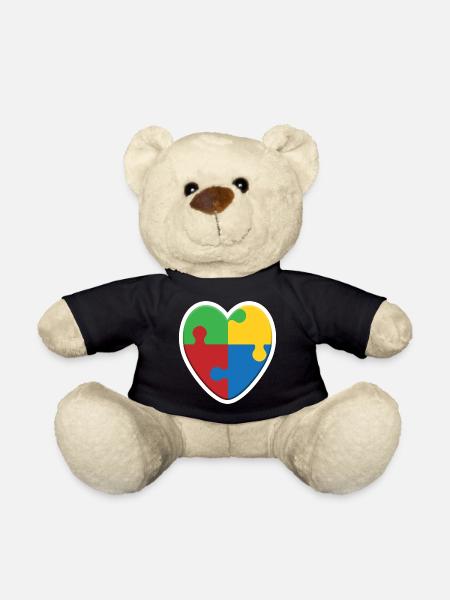 Autismus Herz Puzzle - Teddy - Schwarz