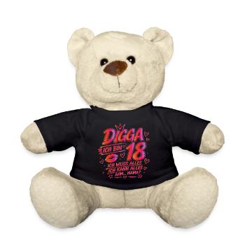 18. Geburtstag Mädchen 18 Jahre 2008 lustig Digga - Teddy - Schwarz - Vorne