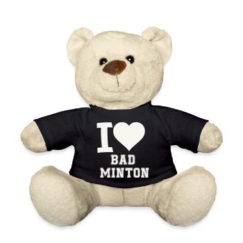 I love badminton heart - Teddy Bear - black - Front