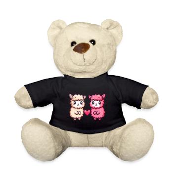 Alpaga Lama Couple Amour Saint Valentin - Nounours - noir - Devant