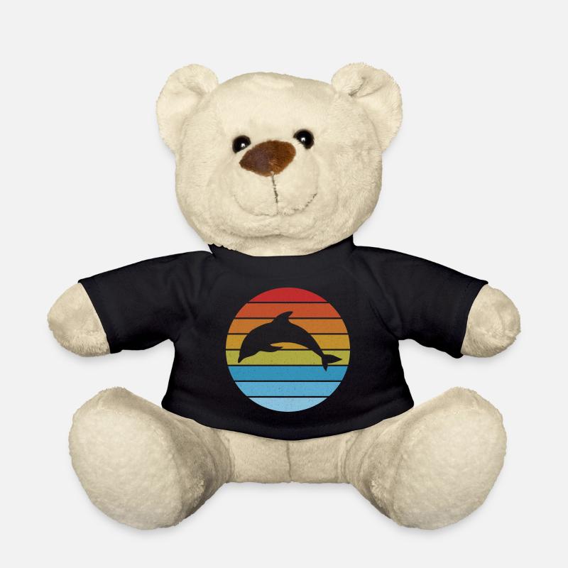 Vintage retro Streifen Delfin Silhouette - Teddy - Schwarz
