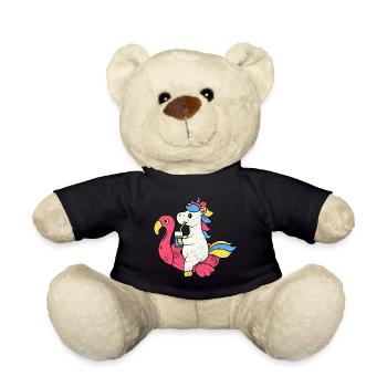 FLAMINGO EINHORN EINHÖRNER PONY REGENBOGEN MOTIVE - Teddy - Schwarz - Vorne