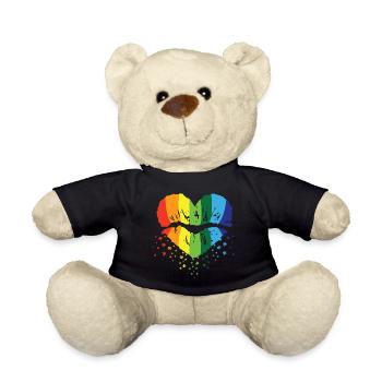 Regenbogen LGBT Schwul Lesbisch T-Shirt - Teddy - Schwarz - Vorne