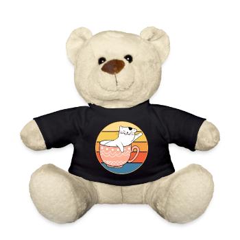 Drôle mignon Kawaii Cat Face Rétro Coucher de soleil - Nounours - noir - Devant