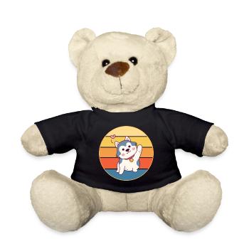 Drôle Kawaii Mignon Husky Dog Vintage Retro Sunset - Nounours - noir - Devant