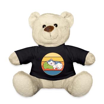 Drôle Kawaii Mignon Husky Dog Vintage Retro Sunset - Nounours - noir - Devant