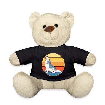 Drôle Kawaii Mignon Husky Dog Vintage Retro Sunset - Nounours - noir - Devant