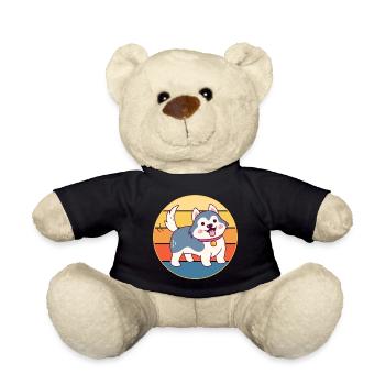 Drôle Kawaii Mignon Husky Dog Vintage Retro Sunset - Nounours - noir - Devant