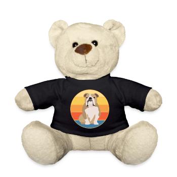 Bulldog Dog Breed Vintage Retro Sunset - Teddy Bear - black - Front