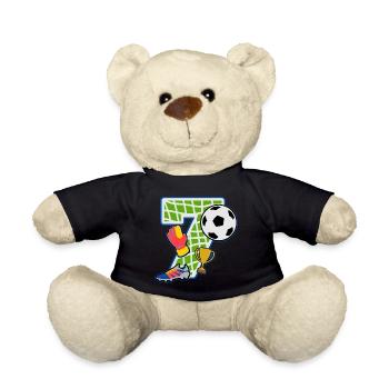 Fußball 7. Geburtstagsparty Nummer 7 - 7 Jahre - Teddy - Schwarz - Vorne