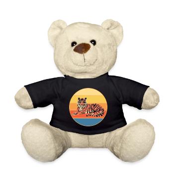 Tiger Big Cat Vintage Retro Sonnenuntergang - Teddy - Schwarz - Vorne