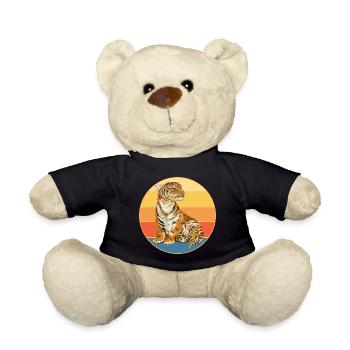 Tiger Big Cat Vintage Retro Sonnenuntergang - Teddy - Schwarz - Vorne