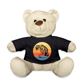 Tiger Big Cat Vintage Retro Sonnenuntergang - Teddy - Schwarz - Vorne