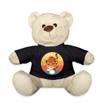 Tiger Big Cat Vintage Retro Sonnenuntergang - Teddy - Schwarz - Vorne