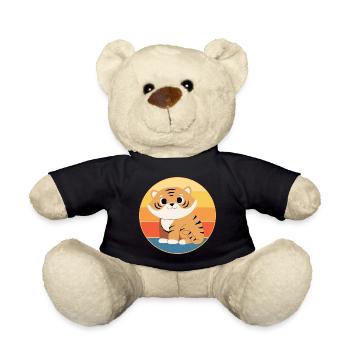 Tiger Big Cat Vintage Retro Sonnenuntergang - Teddy - Schwarz - Vorne