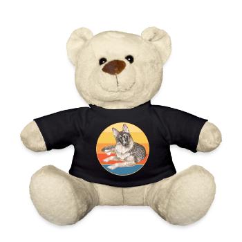 German Shepherd Dog Breed Vintage Retro Sunset - Teddy Bear - black - Front