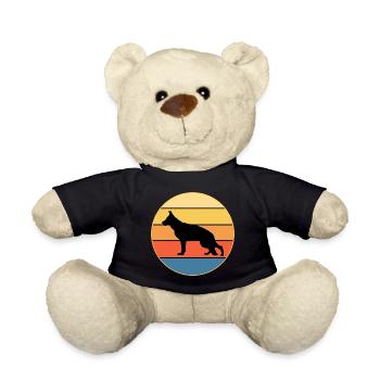 German Shepherd Dog Breed Vintage Retro Sunset - Teddy Bear - black - Front