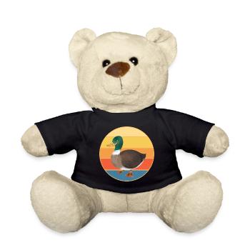 Niedliche Ente Vintage Retro Sonnenuntergang Tierliebhaber Design - Teddy - Schwarz - Vorne