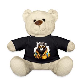 King of the urban jungle. Gorilla in graffiti style. - Teddy Bear - black - Front