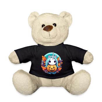 Unicorn and pumpkin - Teddy Bear - black - Front