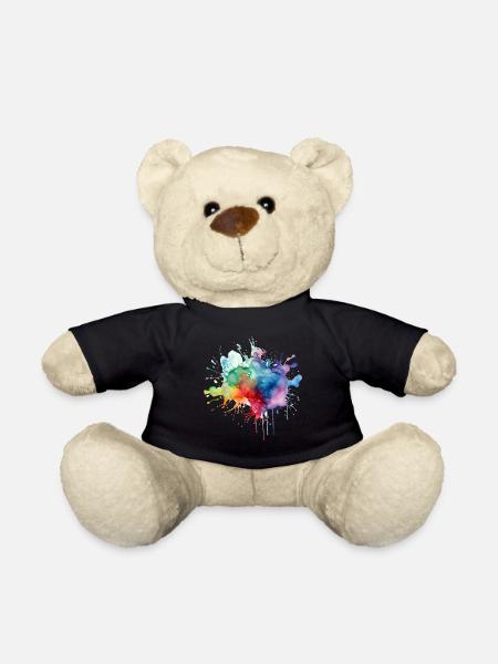 Wasserfarben Splash Spritzer Farbenfroh Acryl - Teddy - Schwarz