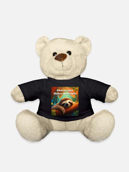 Lustiges Faultier einfach ruhig bleiben und lächen - Teddy - Schwarz