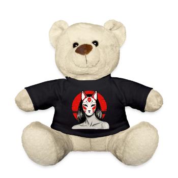 Manga Kitsune Renard Anime Kumiho Masque Manga Otaku - Nounours - noir - Devant