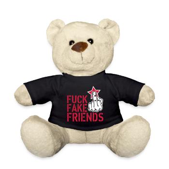 84 Stinkefinger Mittelfinger Fuck Fake Friends - Teddy - Schwarz - Vorne
