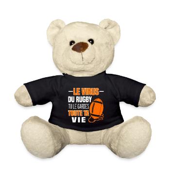 Le virus du Rugby tu le gardes toute ta vie. Fan - Nounours - noir - Devant
