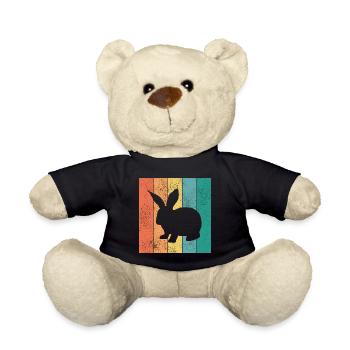 Hase Hasen Retro Kaninchen Osterhase Geschernk - Teddy - Schwarz - Vorne
