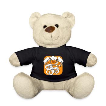 Fête de la bière Octoberfest. Tasse à bière et Brezel. - Nounours - noir - Devant
