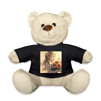 Anime Girl Anime Girl Waifu Otaku Sunflowers - Teddy Bear - black - Front