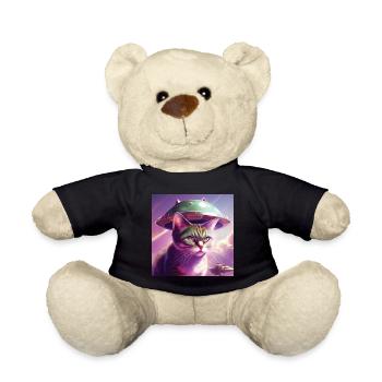Cat Alien Spaceship - Teddy Bear - black - Front