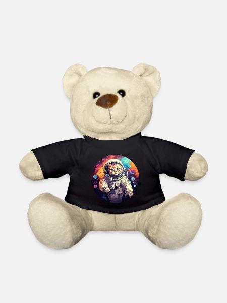 Cat Astronaut - Teddy Bear - black