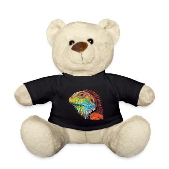 Iguan vivid colors - colorful - Teddy Bear - black - Front