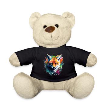 Aquarell Fuchs, Fuchs - Teddy - Schwarz - Vorne