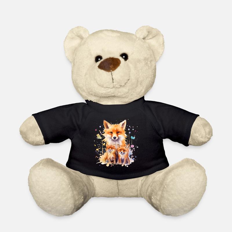 Renard aquarelle, Fox, hipster, swag - Nounours - noir