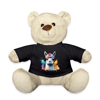Alpaca Llama Colorful Cool Watercolor - Teddy Bear - black - Front