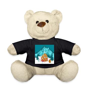 buntes Lebkuchenhaus in verschneiten Bergen - Teddy - Schwarz - Vorne