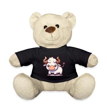 BULL COW LOVE FLUFFY HORNS MEADOW SHEPHERD MOUNTAINS - Teddy Bear - black - Front