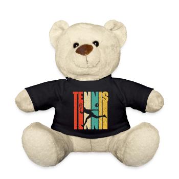 Tennis Vintage Retro Tennisspieler Sport Hobby - Teddy - Schwarz - Vorne