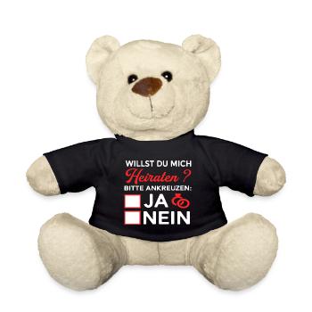 Willst du mich heiraten ? ja nein Hochzeitsantrag - Teddy - Schwarz - Vorne