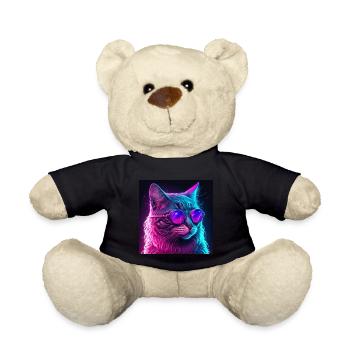 Cat Vaporwave Aesthetic Retro - Teddy Bear - black - Front
