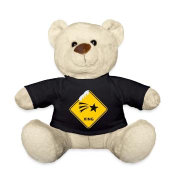 Game crossing "Poinsettia" with snowcap - Teddy Bear - black - Front