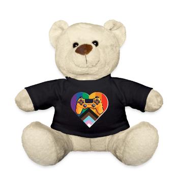Pixel-Controller Herz im Regenbogen - Teddy - Schwarz - Vorne