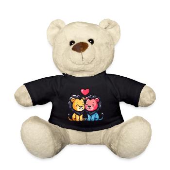 Löwe Paar Liebe Valentinstag - Teddy - Schwarz - Vorne