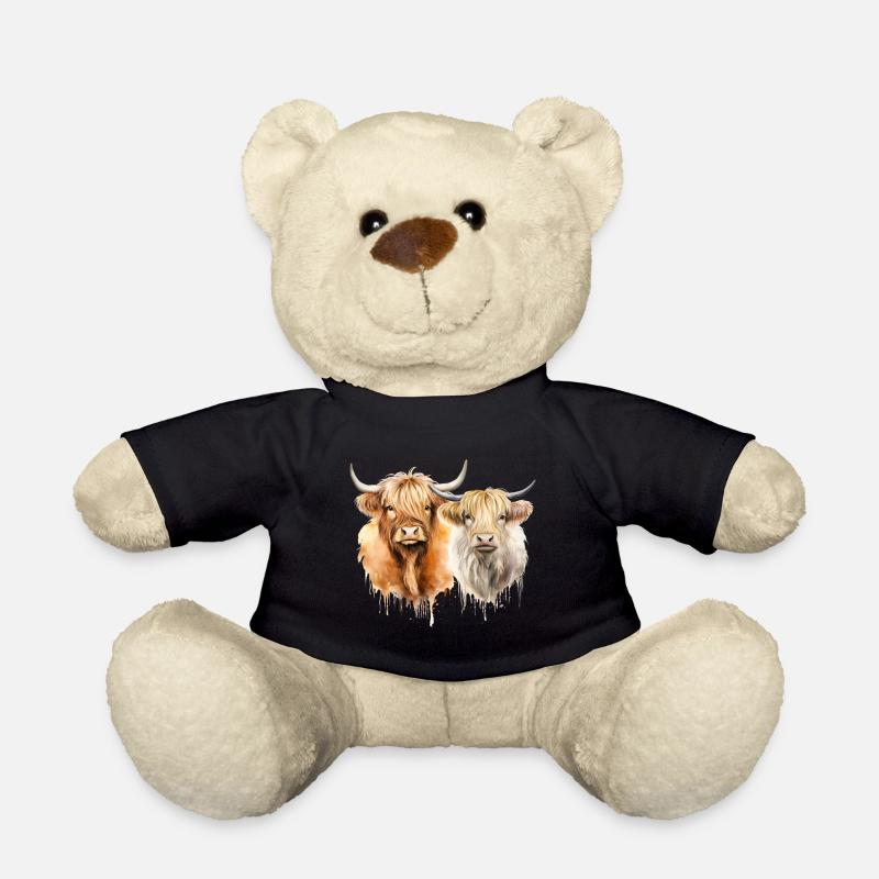 Personalisiertes schottisches Hochlandkühe Geschenk - Teddy - Schwarz
