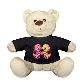 Dinosaure T-Rex Couple Amour Saint Valentin - Nounours - noir - Devant