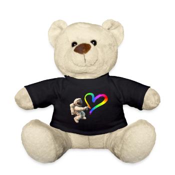 Astronaut sprays LGBTQ heart graffiti - Teddy Bear - black - Front