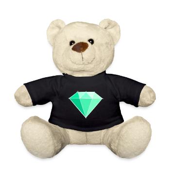 Gemstones: Emerald Drawing / Symbol. Jewel. - Teddy Bear - black - Front